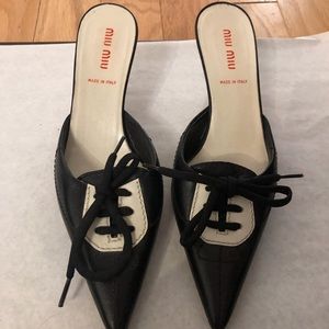 Miu Miu Leather kitten heel slide mule